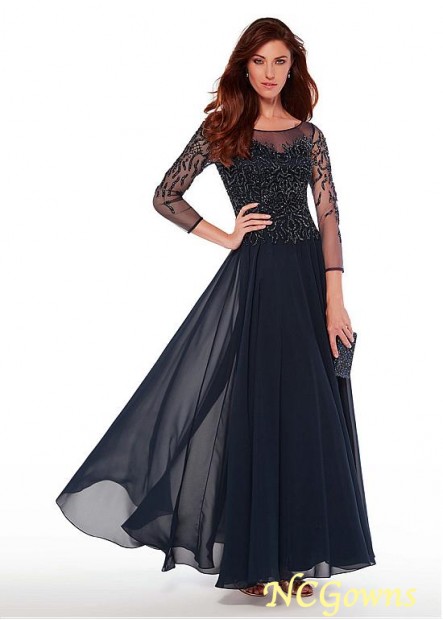 Ncgowns A-Line Tulle  Chiffon Fabric Full Length Illusion Mother Of The Bride Dresses