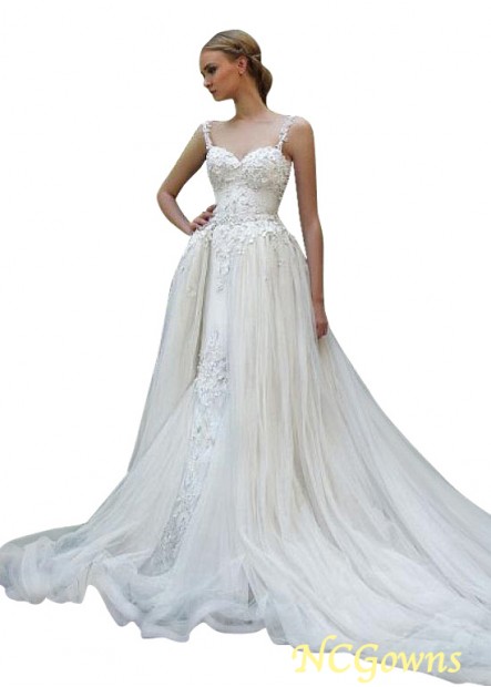 Ncgowns Full Length Tulle Royal Monarch 70Cm Along The Floor Natural A-Line Silhouette Wedding Dresses