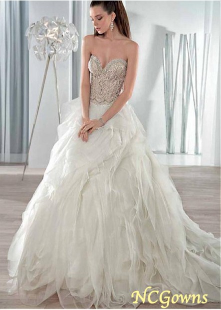 Full Length Tulle  Organza Fabric Wedding Dresses