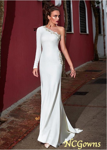 Mermaid Trumpet Silhouette Long Acetate Satin Fabric Natural Wedding Dresses T801525328417