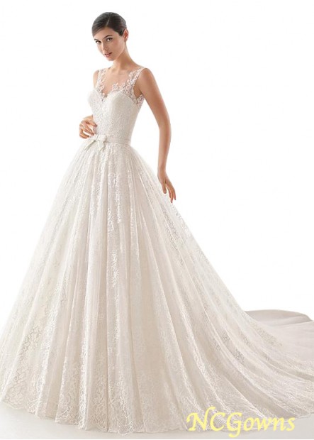Cathedral 50-70Cm Along The Floor Lace  Tulle Natural Waistline Lace Wedding Dresses