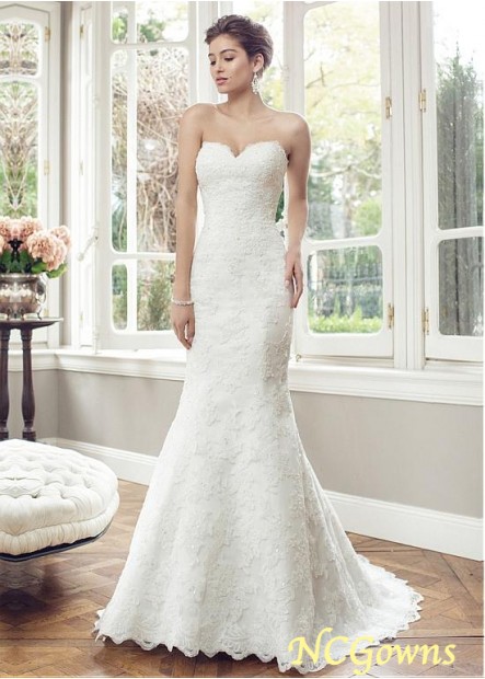 Ncgowns Sweep 15-30Cm Along The Floor Full Length Length Natural Waistline Sheath Column Wedding Dresses