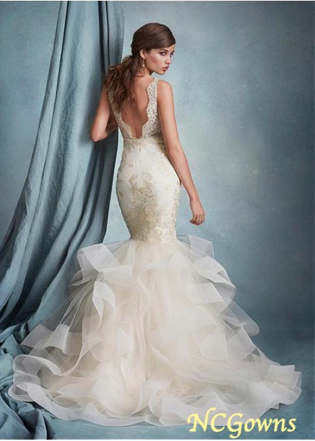 Ncgowns Sleeveless Tulle  Organza Full Length Wedding Dresses T801525322330
