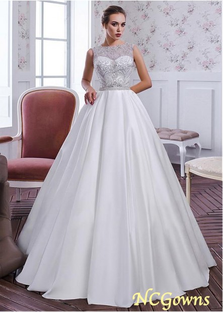 Ncgowns Sleeveless Natural Full Length Length Jewel A-Line Silhouette Ivory Dresses