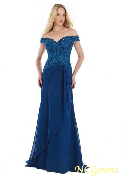 Ncgowns Full Length Length Blue Tone Off-The-Shoulder Neckline Mother Of The Bride Dresses
