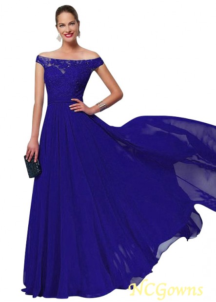 Off-The-Shoulder A-Line Royal Blue Dresses