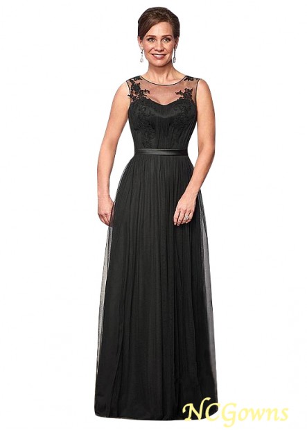 Full Length Tulle A-Line Black Dresses