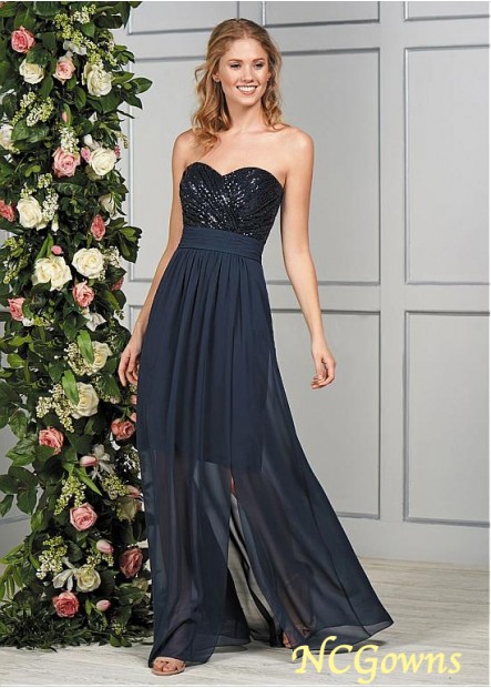 Ncgowns Sweetheart Sequin Lace  Chiffon Full Length Length A-Line Bridesmaid Dresses