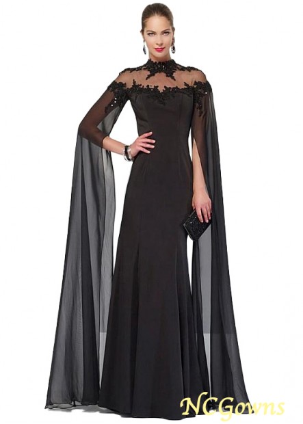 Tulle  Acetate Satin Black High Collar Mother Of The Bride Dresses