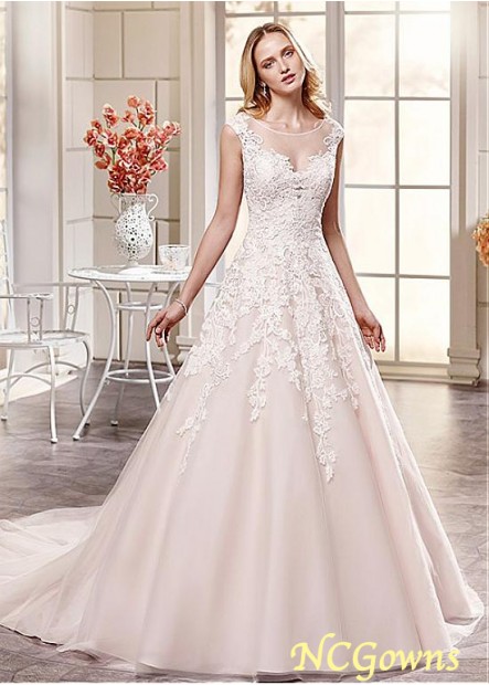 Full Length Length Tulle Natural Short Bateau Wedding Dresses T801525387069