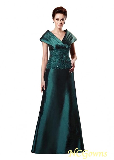 Full Length Length A-Line Taffeta Fabric Cap Sleeve Type Green Mother Of The Bride Dresses