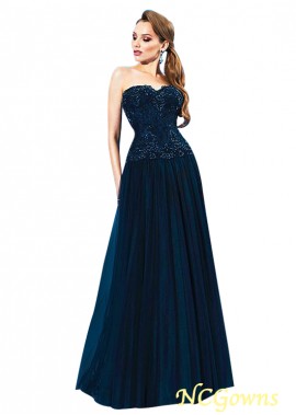 Ncgowns Tulle Pleat Skirt Type Floor-Length Blue Tone Color Family Navy Dresses
