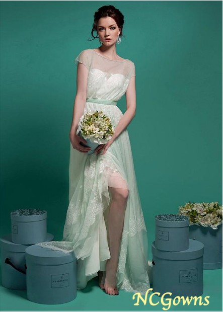 Ncgowns Cap Sleeve Type Full Length Short Without Train Train A-Line Short Wedding Dresses
