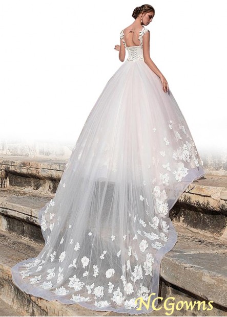Royal Monarch 70Cm Along The Floor Train Short Sleeve Length Natural Waistline Beach Wedding Dresses