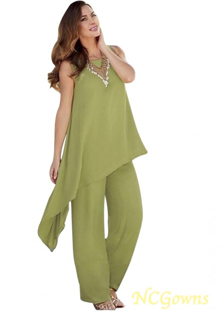 Green Chiffon Mother of the Bride Pantsuit