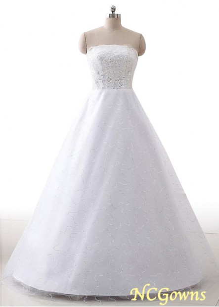 Ncgowns Tulle Full Length Sleeveless Without Train Wedding Dresses