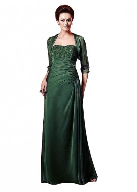 Green Strapless Chiffon Mother Of The Bride Dresses