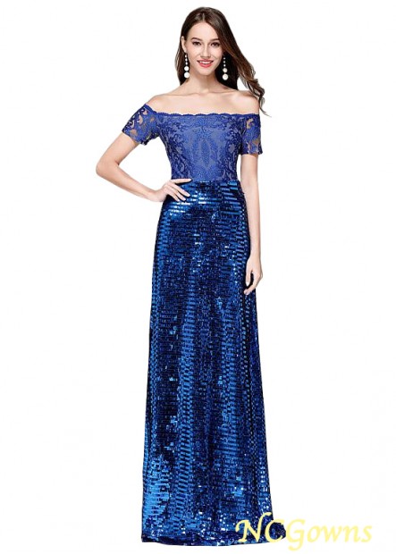 Ncgowns Sequin Lace Fabric A-Line Us 4   Uk 8   Eu 34 Length Blue Tone Prom Dresses