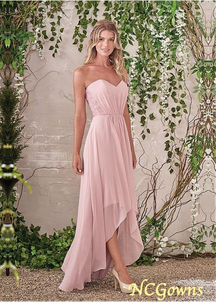 Sweetheart Lace  Chiffon Natural Waistline A-Line Bridesmaid Dresses