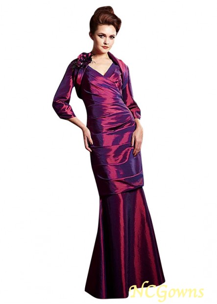 Ncgowns V-Neck Taffeta Red Tone Full Length Length Mother Of The Bride Dresses T801525340220