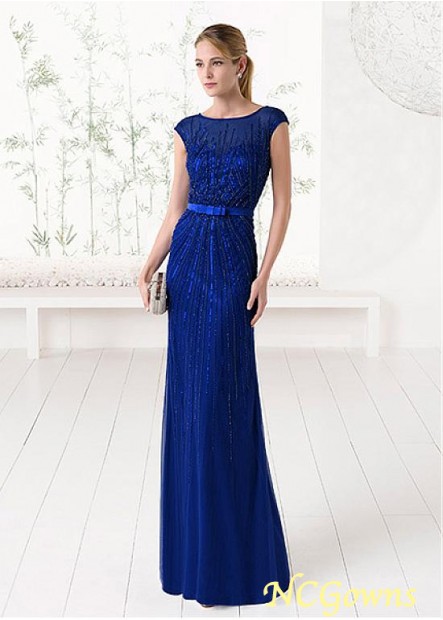 Straight Skirt Type Bateau Neckline Blue Tone Color Family Sheath Column Silhouette Floor-Length Hemline Prom Dresses