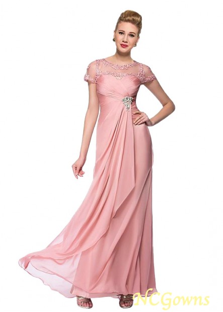 Illusion Full Length Bateau Pink Dresses