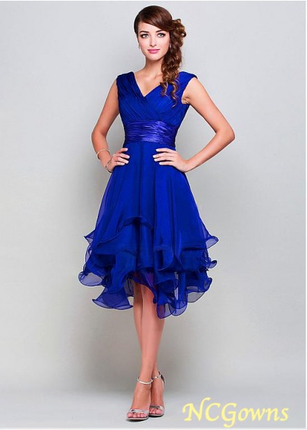 A-Line V-Neck Royal Blue Dresses