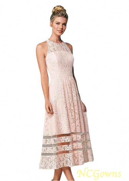 Pink Tea-Length Bridesmaid Dresses