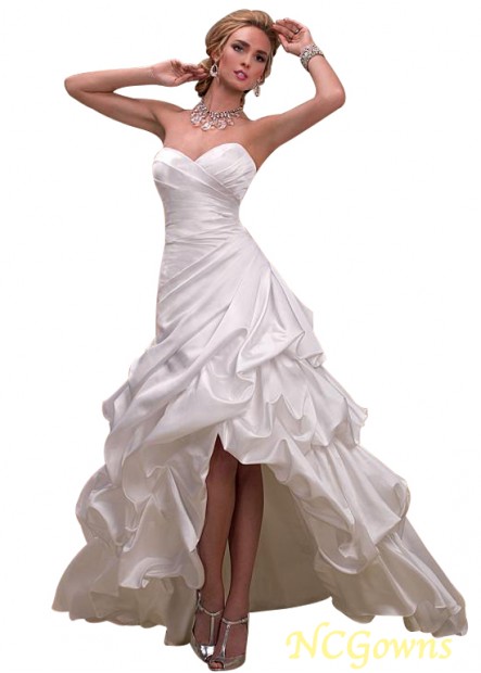 Asymmetrical Sweetheart Neckline Sleeveless No Waistline A-Line Silhouette Wedding Dresses