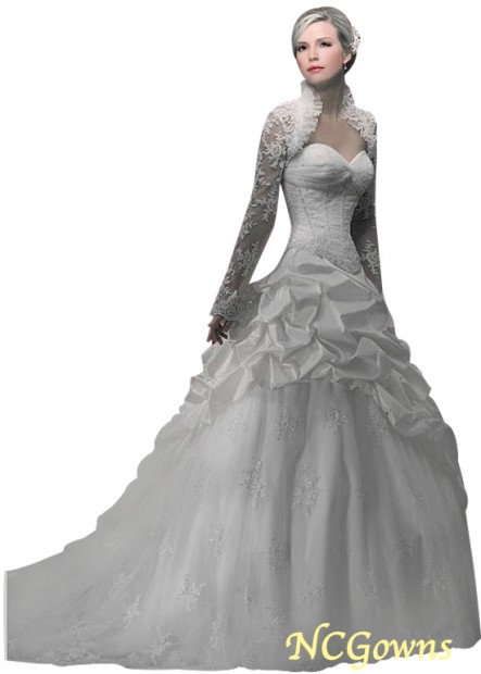 Sweetheart Neckline Taffeta  Satin  Tulle Fabric A-Line Wedding Dresses