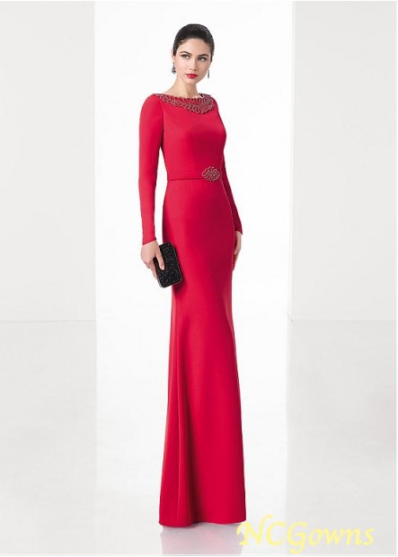 Bateau Neckline Chiffon Floor-Length Straight Skirt Type Red Dresses
