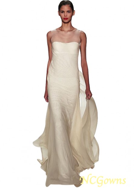 Ncgowns Jewel Organza Fabric Sheath Column Silhouette Full Length Wedding Dresses T801525321857