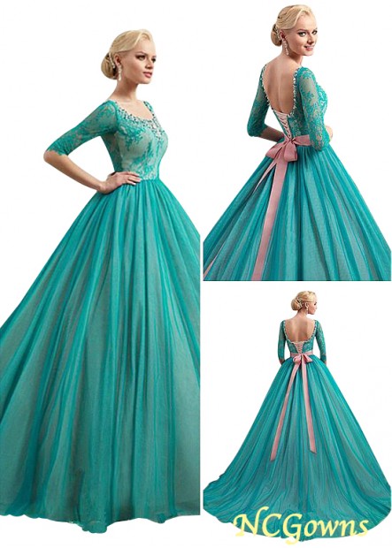 Half Natural Waistline Full Length Length Ball Gown Scoop Neckline Illusion Sleeve Type Style T801525333213