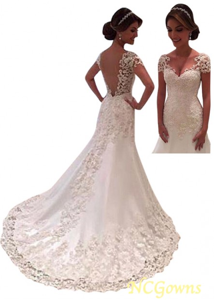 Illusion Full Length Length Dropped Tulle  Satin Wedding Dresses