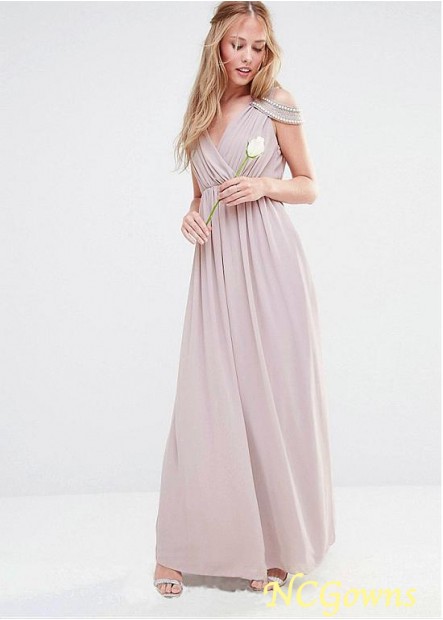 Chiffon Fabric Natural Waistline Full Length Length Pink Bridesmaid Dresses T801525356411