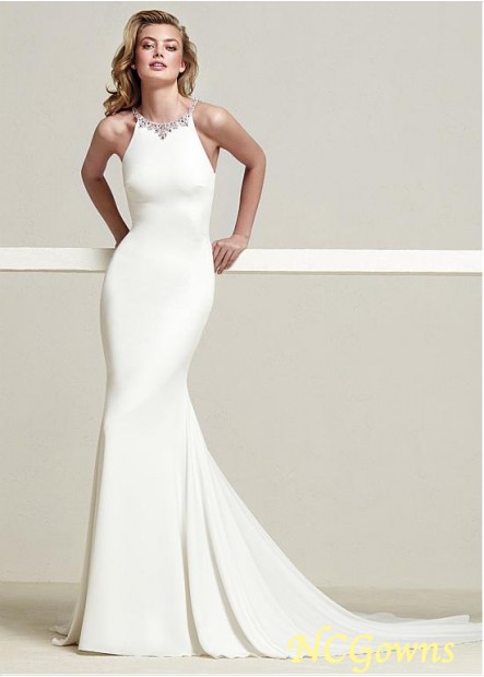 Sleeveless Full Length Mermaid Silhouette Halter Neckline Wedding Dresses