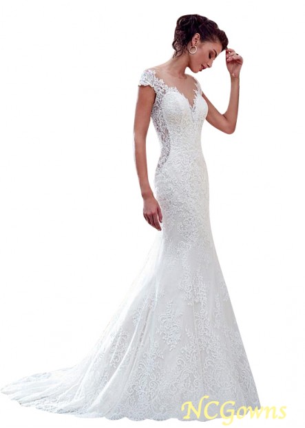 Ncgowns Full Length Length Tulle Cap Natural Chapel 30-50Cm Along The Floor Short Lace Wedding Dresses T801525384061