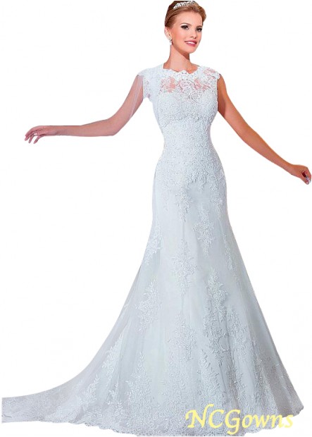 Cap Full Length Length Short Sleeve Length Chapel 30-50Cm Along The Floor Train Jewel Lace Wedding Dresses