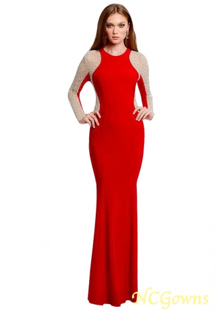 Jewel Straight Tulle  Chiffon Red Dresses