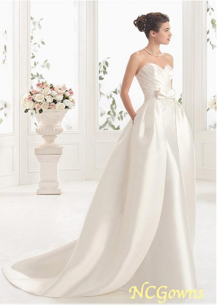 Ncgowns A-Line Chapel 30-50Cm Along The Floor Full Length Sweetheart Wedding Dresses T801525384538