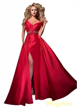 Pleat Skirt Type A-Line Floor-Length Red Dresses