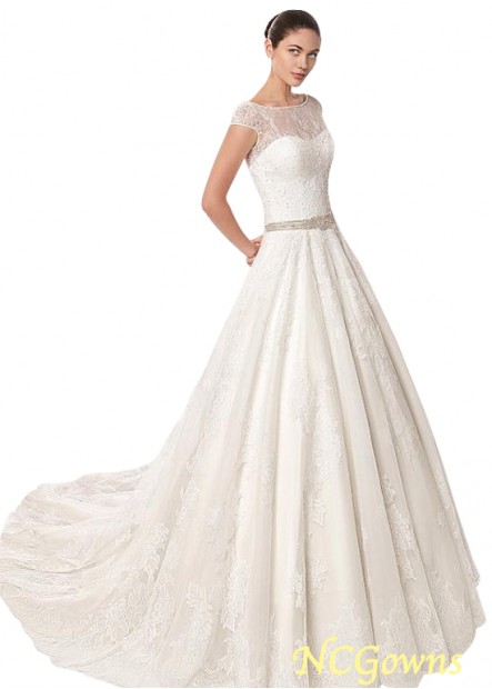 Cap Sleeve Type A-Line Silhouette Bateau Neckline Natural Waistline Wedding Dresses