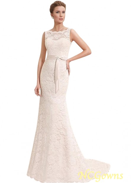 Ncgowns Full Length Sleeveless Sleeve Length Bateau Sweep 15-30Cm Along The Floor Lace Wedding Dresses