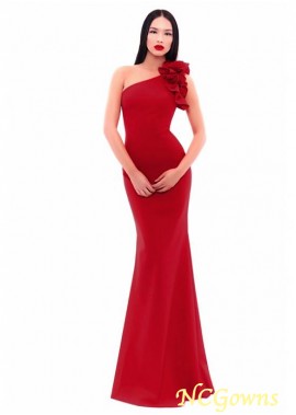 Straight Skirt Type Sheath Column Floor-Length Hemline One Shoulder Red Dresses