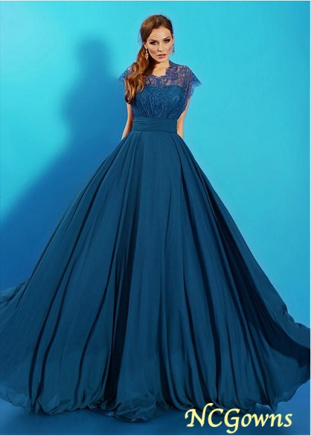 Blue Tone Color Family A-Line Chiffon  Lace Royal Blue Dresses