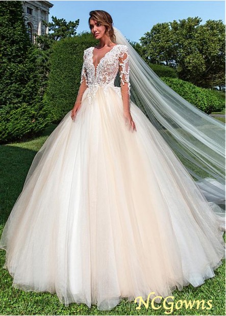 Natural Tulle Cathedral 50-70Cm Along The Floor Wedding Dresses