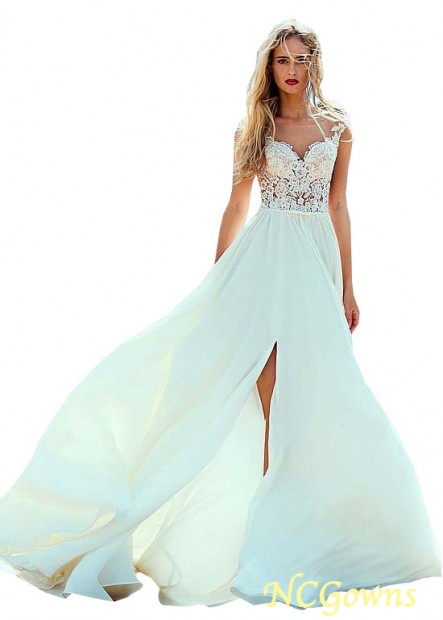 A-Line Silhouette Scoop Wedding Dresses