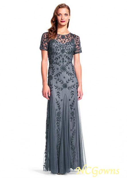 Illusion Gray Color Full Length Mother Dresses