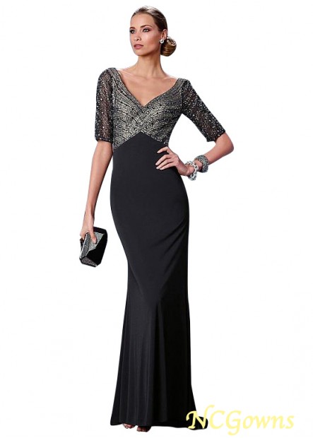 Ncgowns V-Neck Black Mother of the Bride Dress