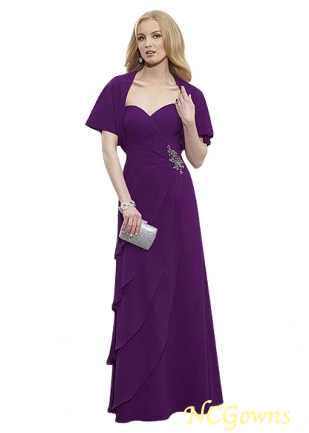 Chiffon Fabric Queen Anne Full Length Mother Of The Bride Dresses